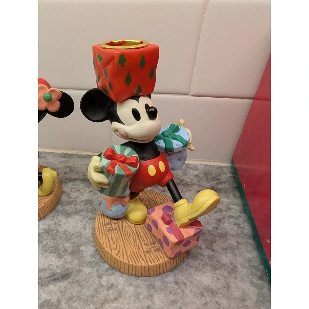 VTG Mickey's Season of Song Disney Store Mickey Minnie Mouse‎ Candle Holders